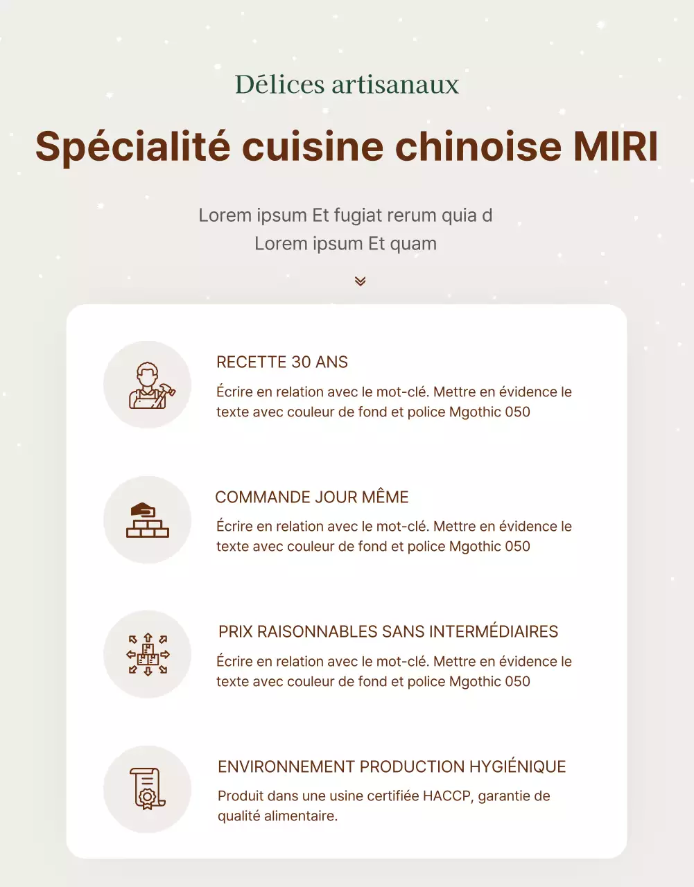 Publicité pour un simple coffret de Noël en hanwa beige et marron