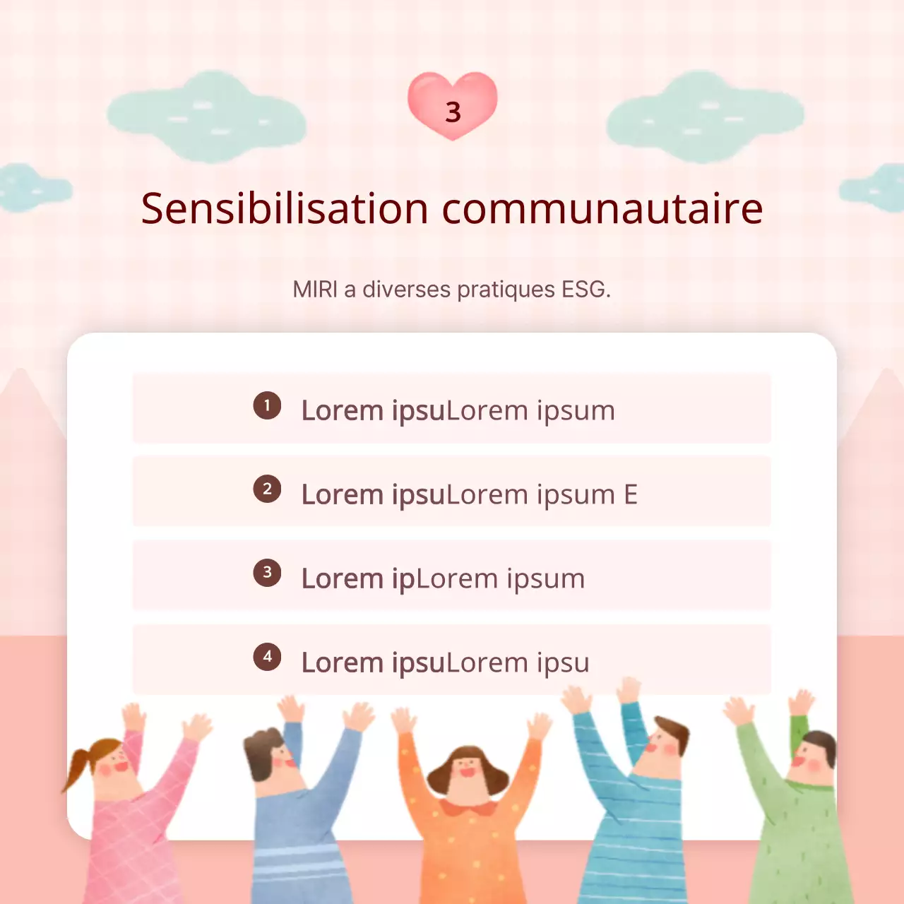 Rapport de gestion ESG de l'entreprise en rose et bleu clair