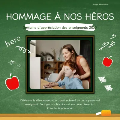 Publicité verte et rouge pour la journée des enseignants