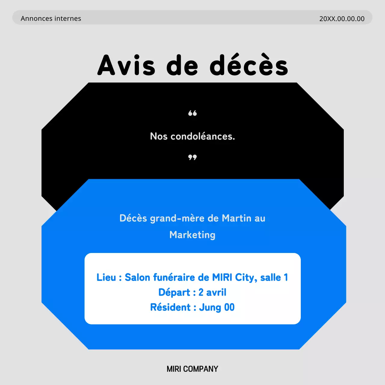 Promouvoir les questions internes avec un look minimaliste bleu et gris