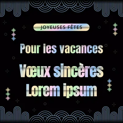 Carte de vœux traditionnelle arc-en-ciel et concept noir pour les fêtes de fin d'année
