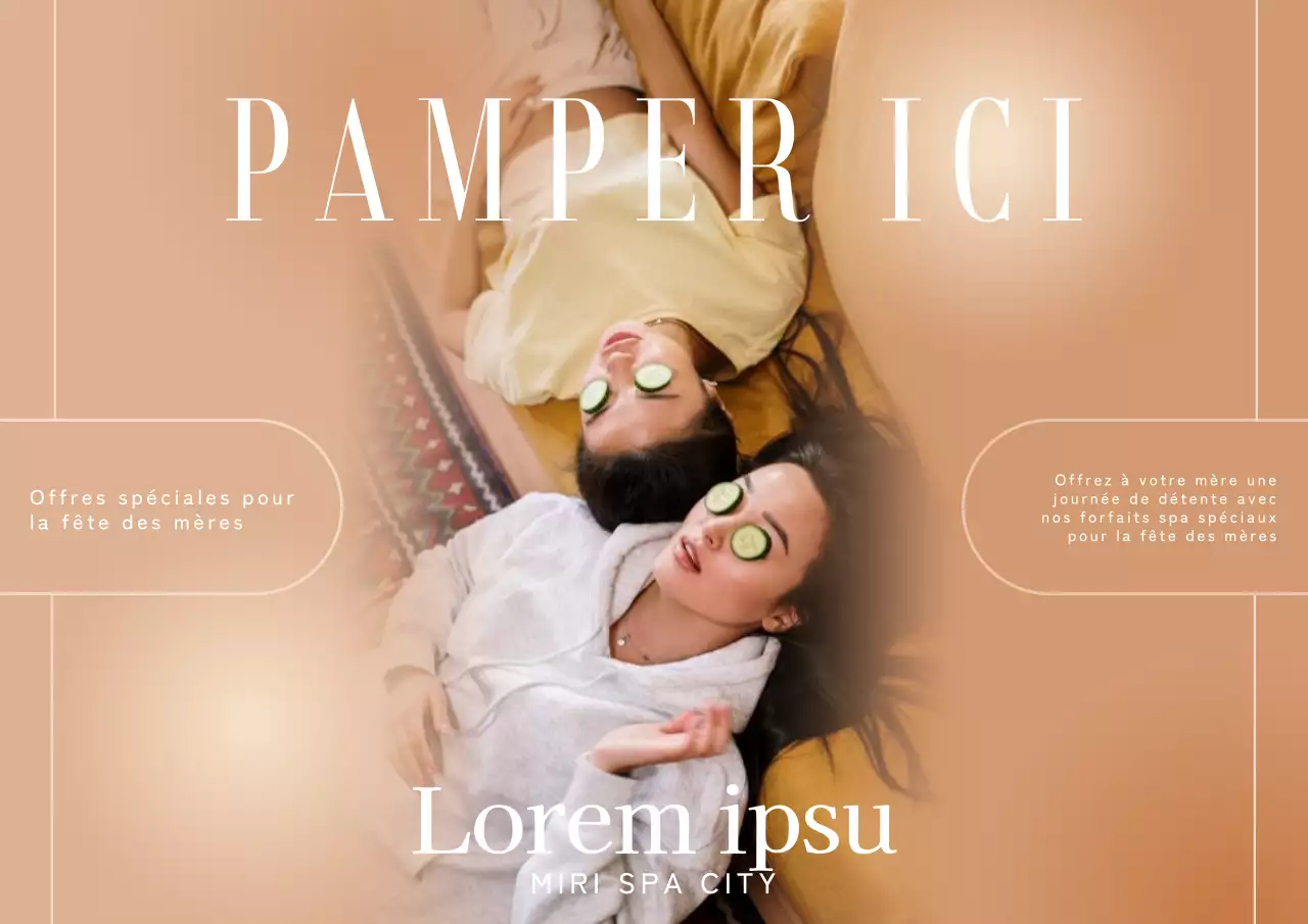 Annonce d'un événement spa pour la fête des mères en beige et blanc