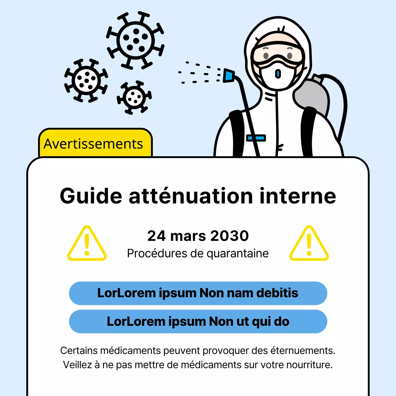Une simple annonce commerciale en jaune et bleu clair