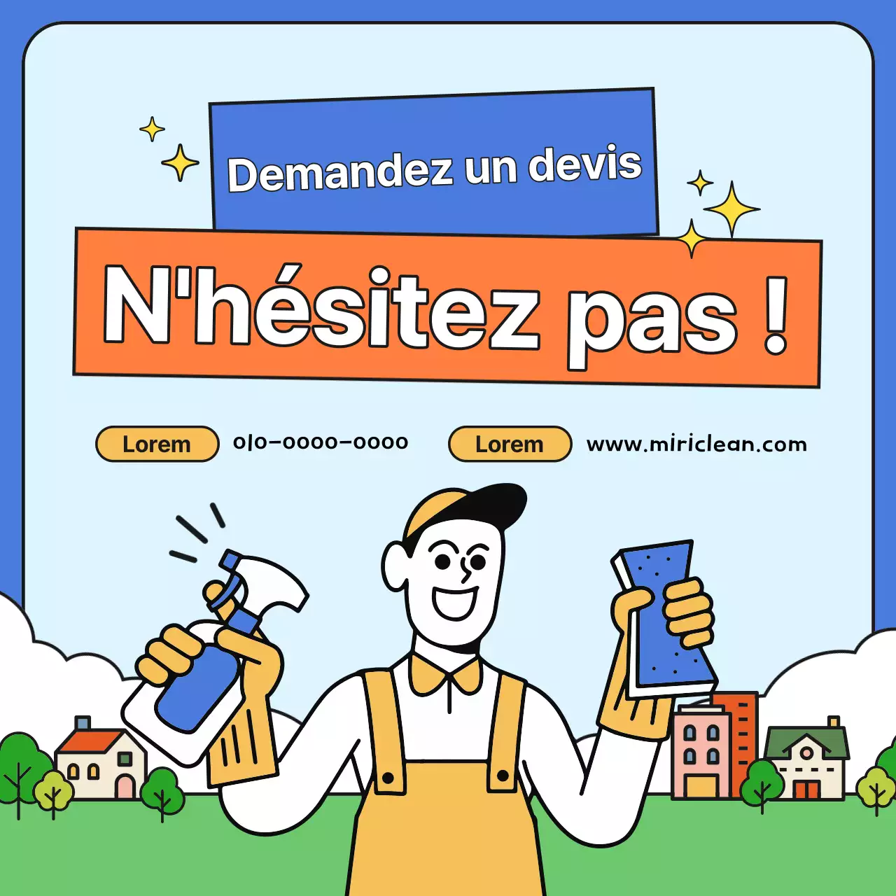 Promouvoir votre agence de nettoyage bleue et jaune
