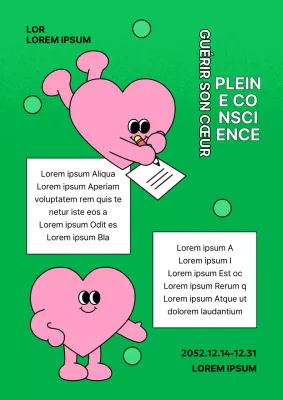 Une publicité kitsch pour une conférence sur la santé mentale en vert et rose