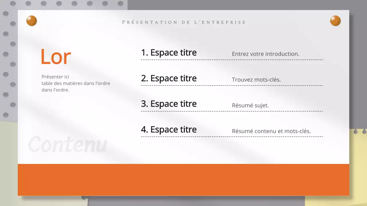 Une introduction sur fond simple d'orange et de gris