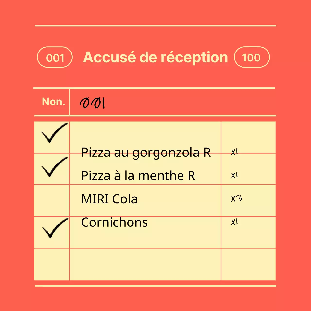 Blocs-notes tendance orange et jaune pour les reçus de restaurant