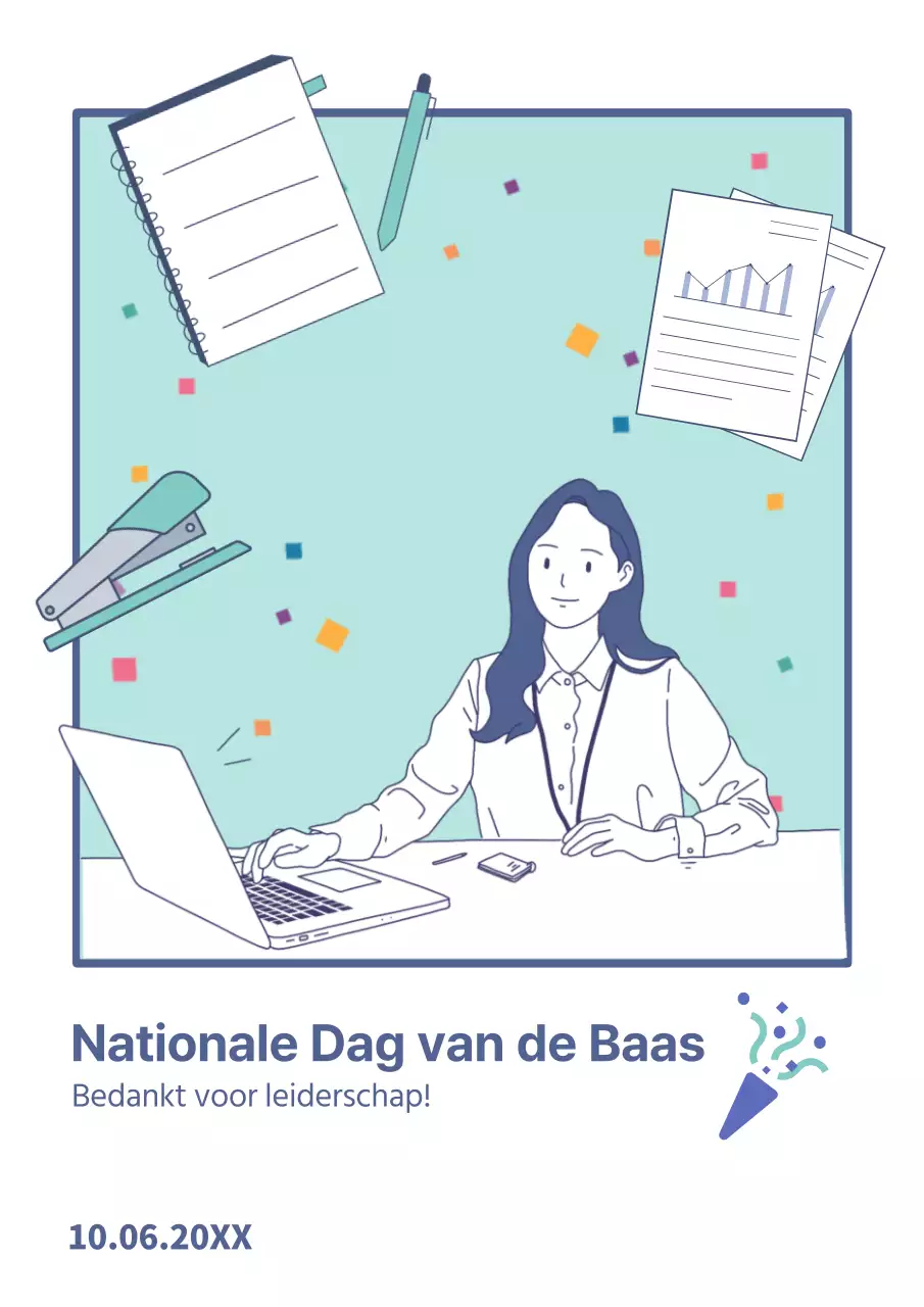 Witte en minimale reclame voor Nationale Dag van de Baas