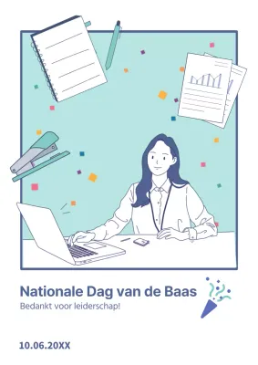 Witte en minimale reclame voor Nationale Dag van de Baas