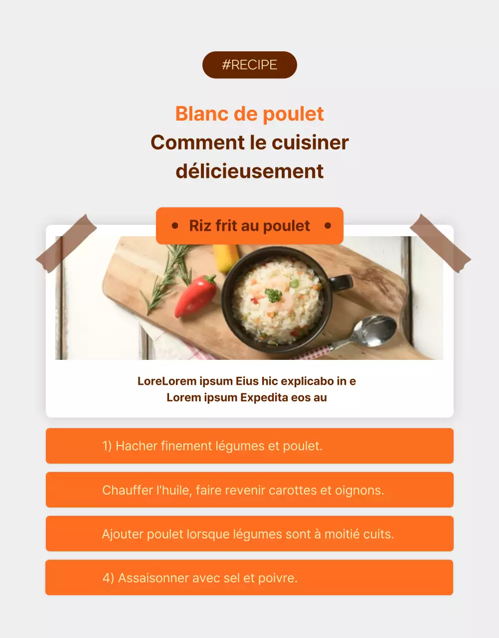 Promouvoir les blancs de poulet Simple Diet à l'orange et au marron