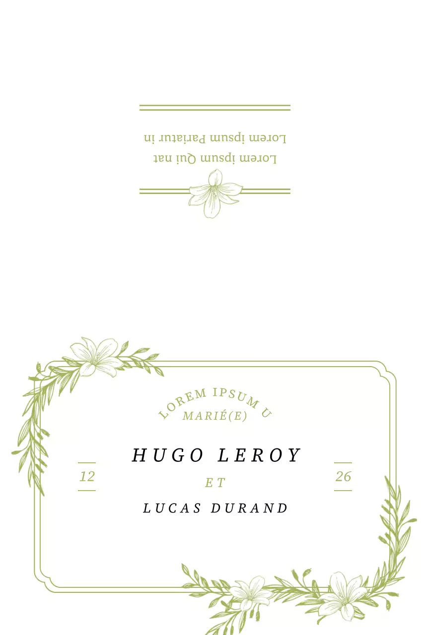 Invitation élégante avec illustration d'une plante verte et cadre