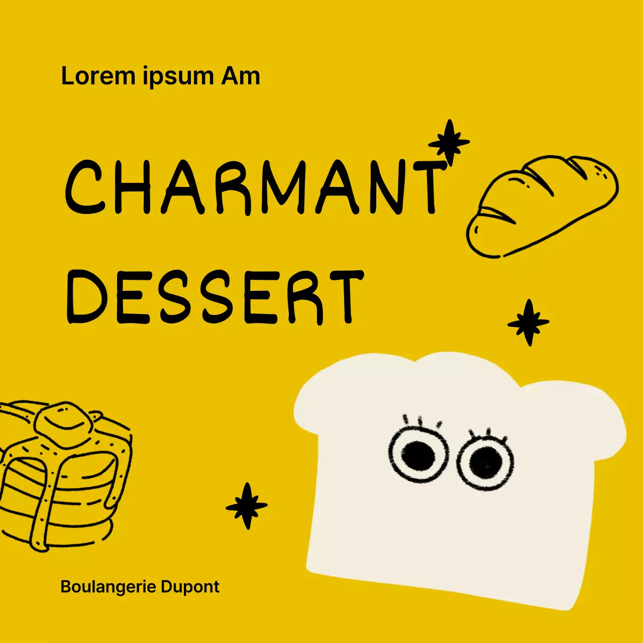 Menu simple de boulangerie-café en jaune et beige avec une annonce de réduction