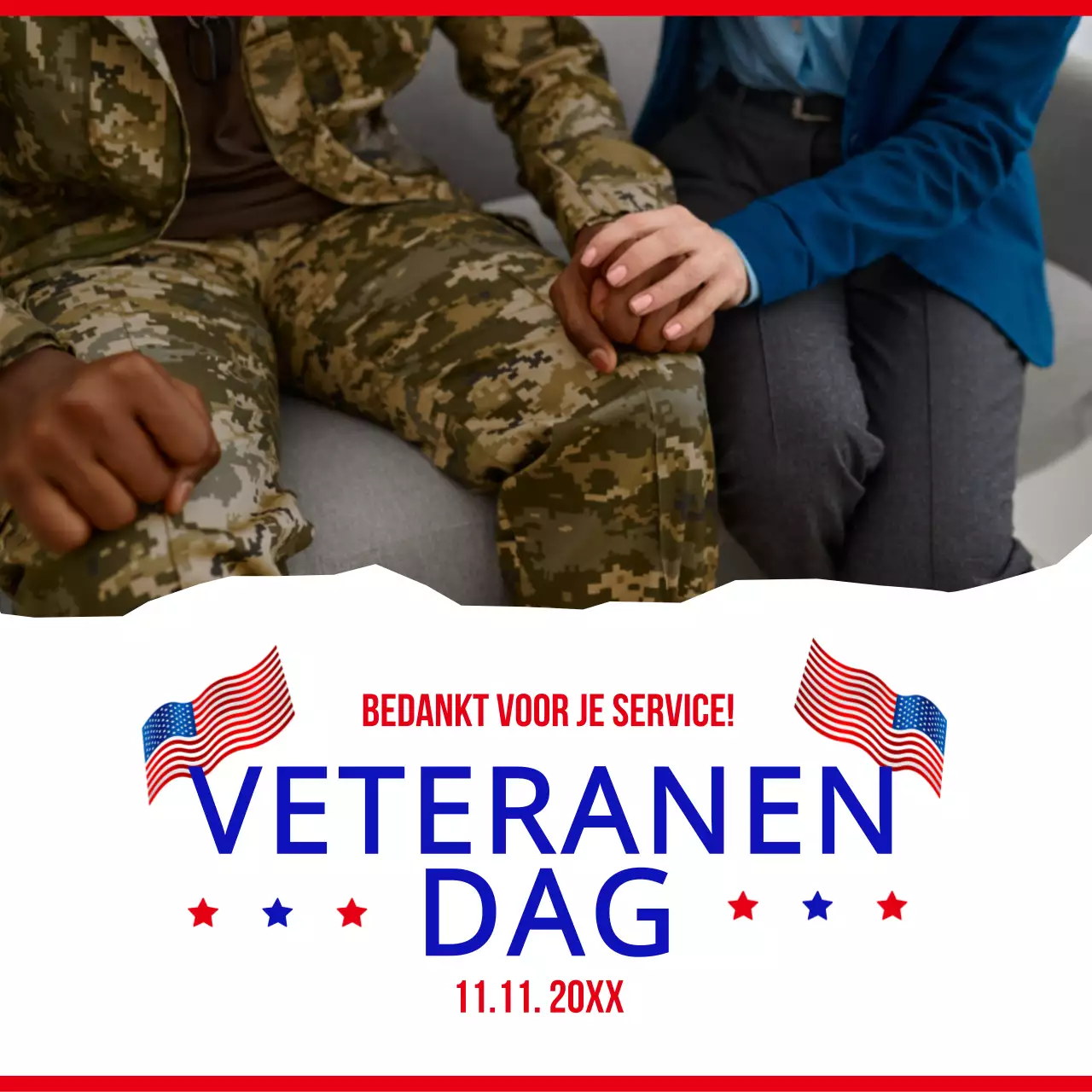 Witte en blauwe basisreclame voor Veteranendag