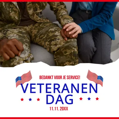 Witte en blauwe basisreclame voor Veteranendag