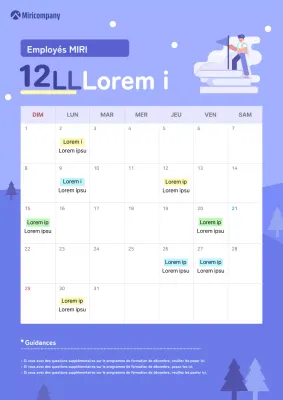 A propos du calendrier d'entraînement violet et joli