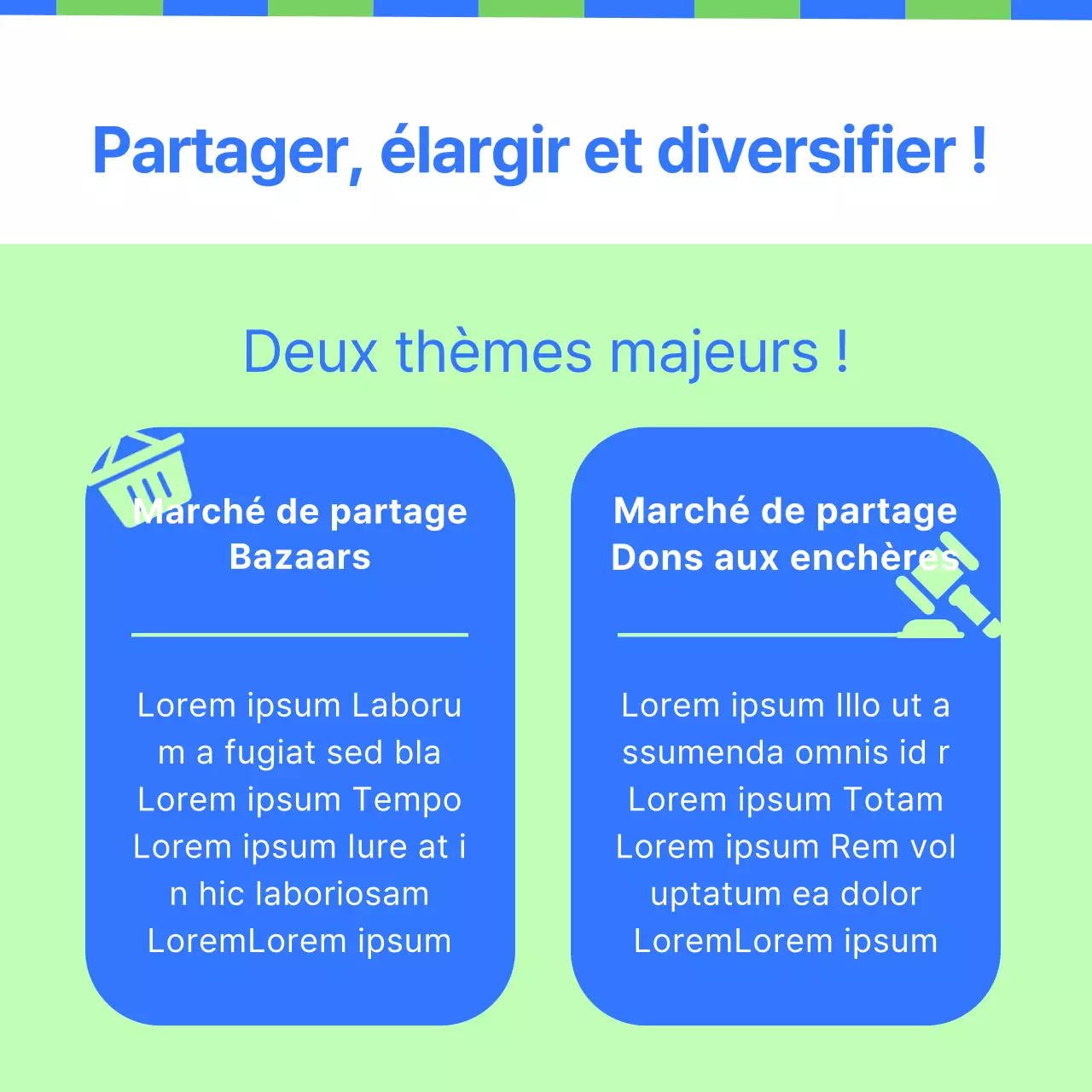 Annonce d'un marché de partage vert et bleu