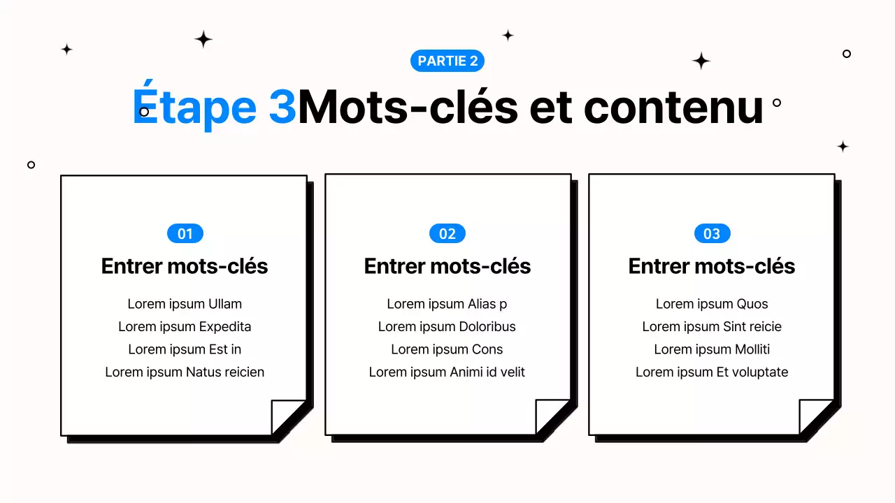 Présentation simple de travail de bureau en bleu et noir