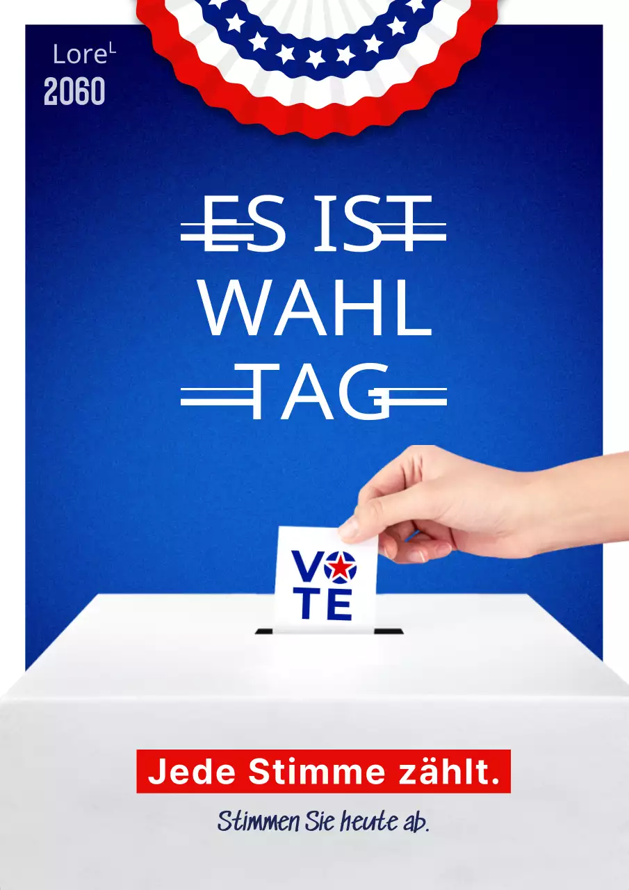 Blaue und weiße einfache Wahltagsanzeige