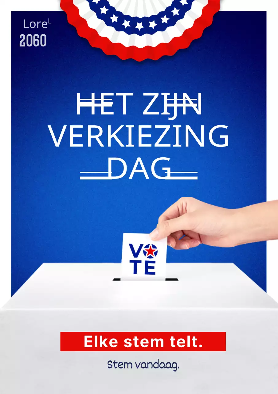 Blauw-witte eenvoudige verkiezingsdagadvertentie