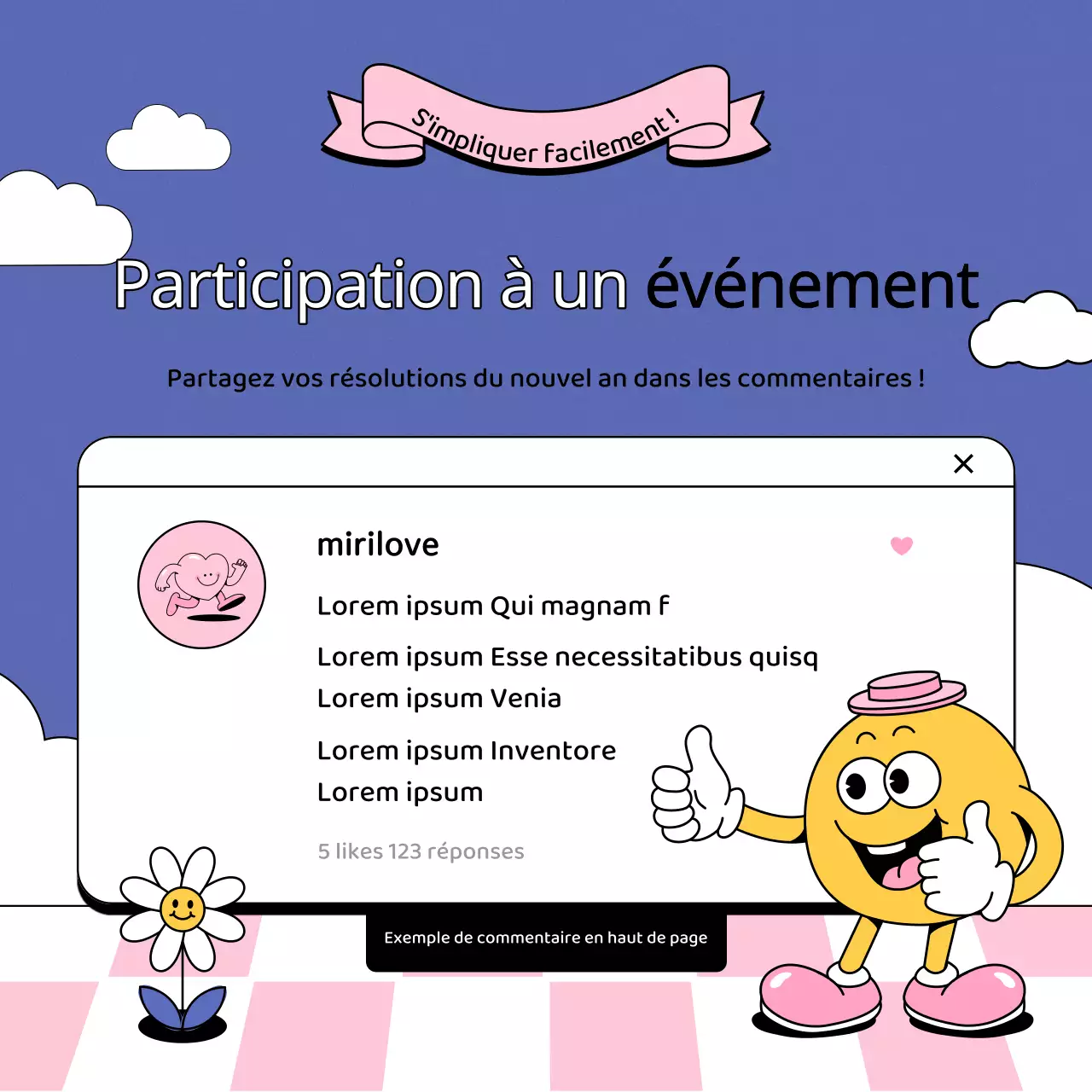 Promouvoir un événement kitsch en violet et rose