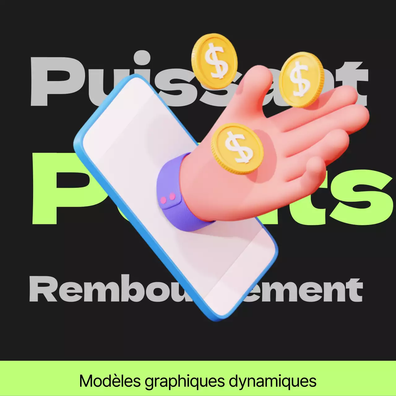 Poste de paiement des points Cyberpunk en noir et vert lime