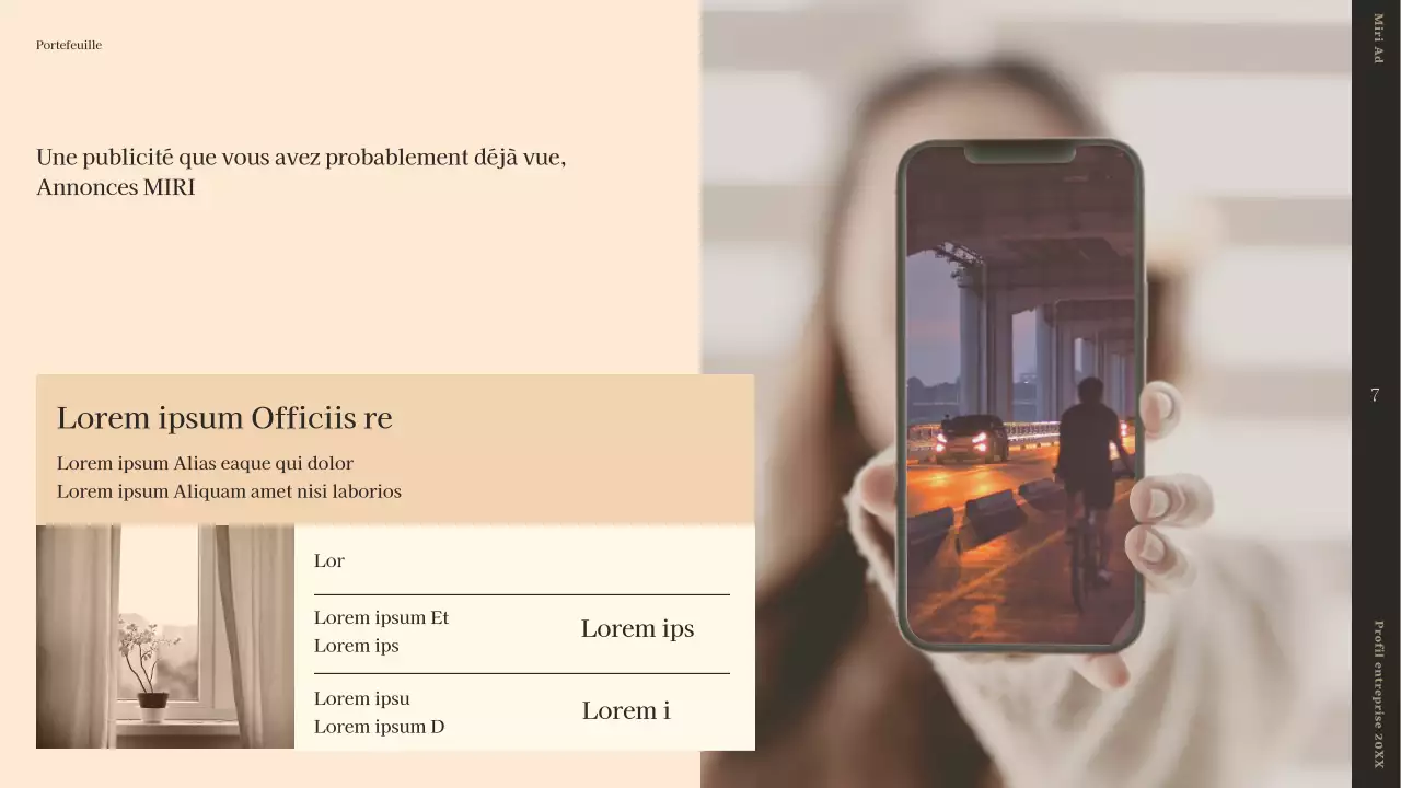 Un profil d'entreprise simple et narratif en beige