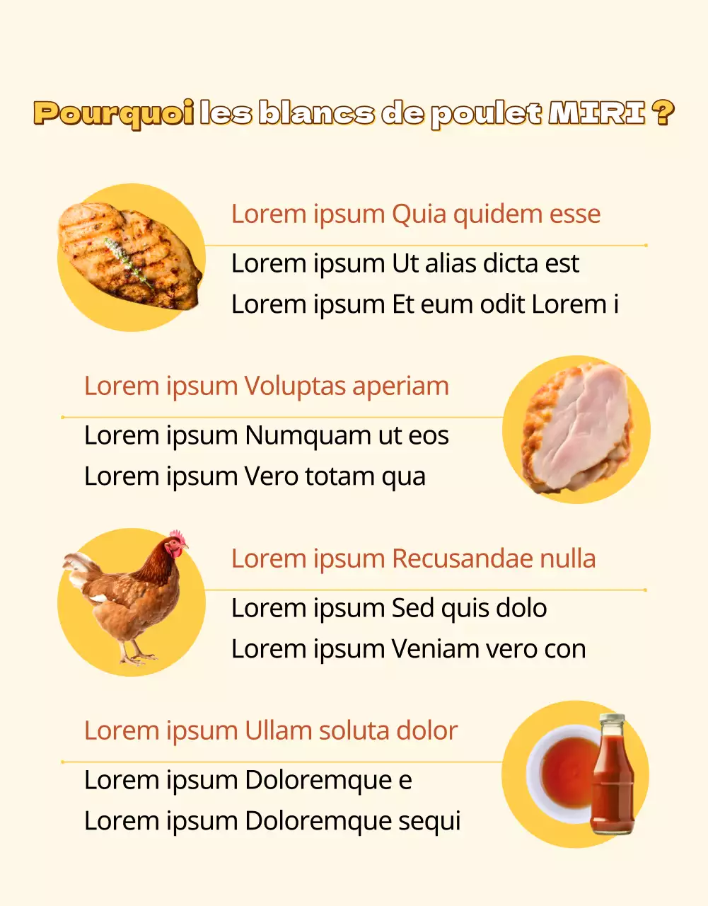 Promouvoir les produits à base de blanc de poulet jaune et brun