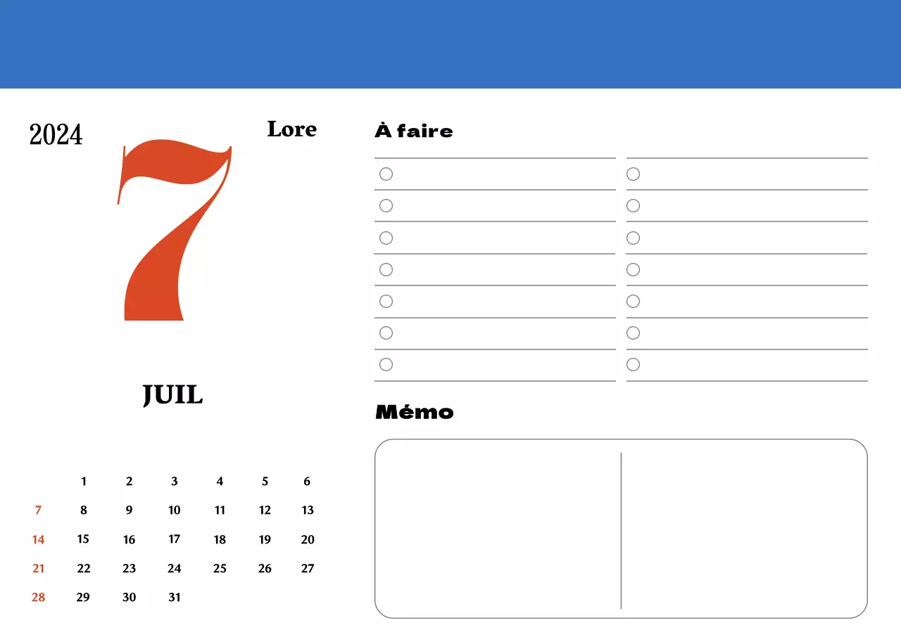 Sous-verres rétro rouges et bleus calendrier de mémoire