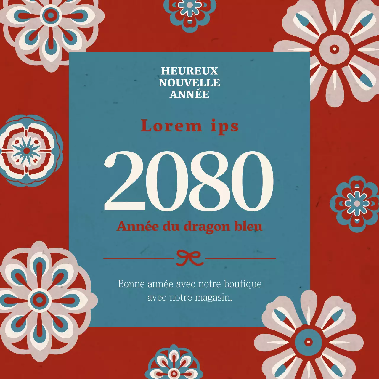 Une carte de vœux rétro pour le Nouvel An en rouge et menthe