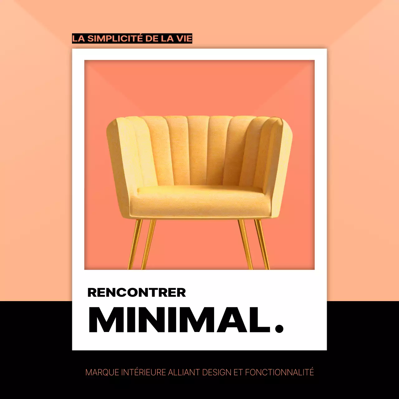 Marquage d'un intérieur minimaliste en orange et noir