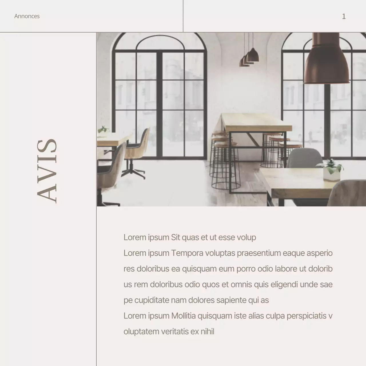 Promouvoir la marque d'un café moderne dans les tons beige et marron