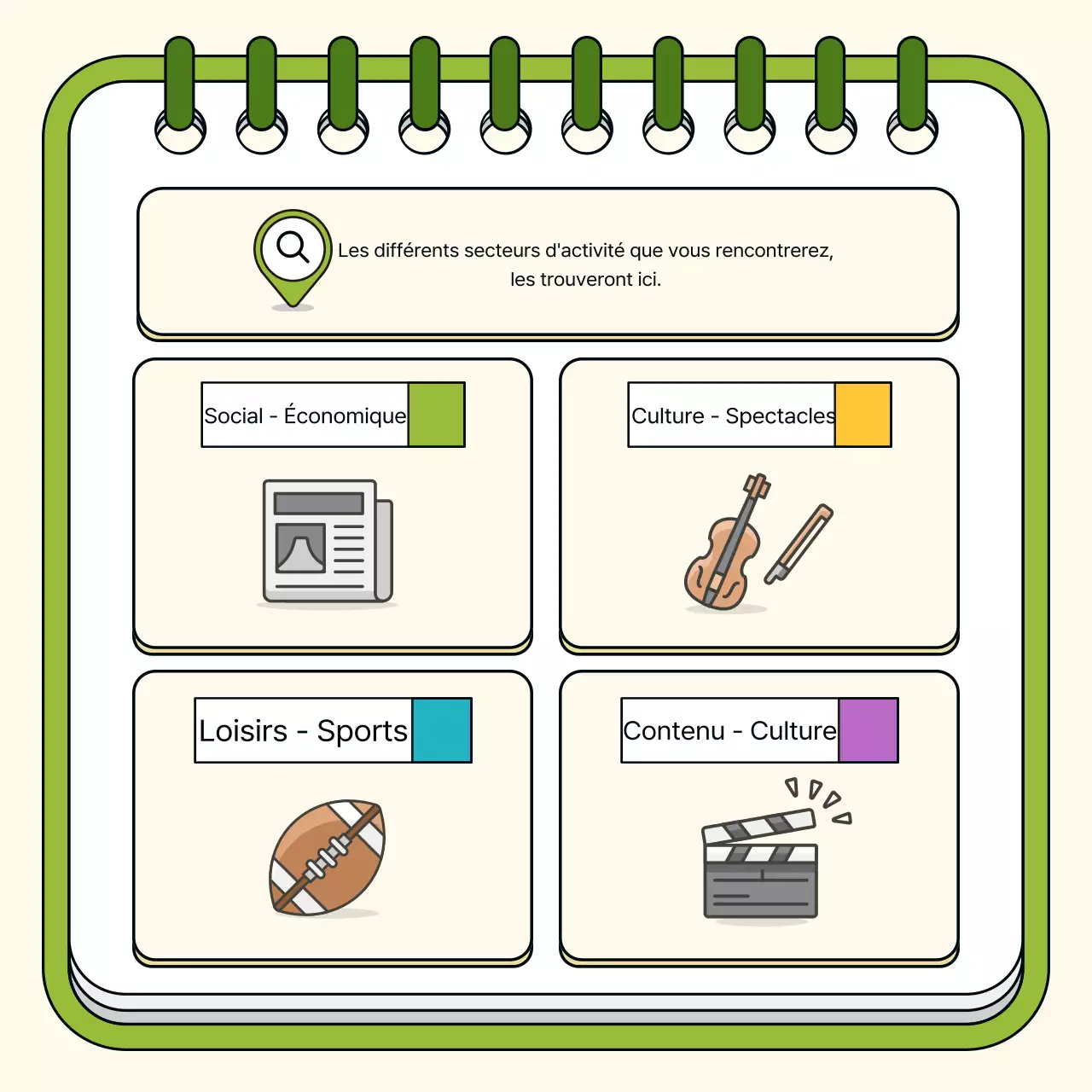 Un simple argumentaire de recrutement jaune et vert