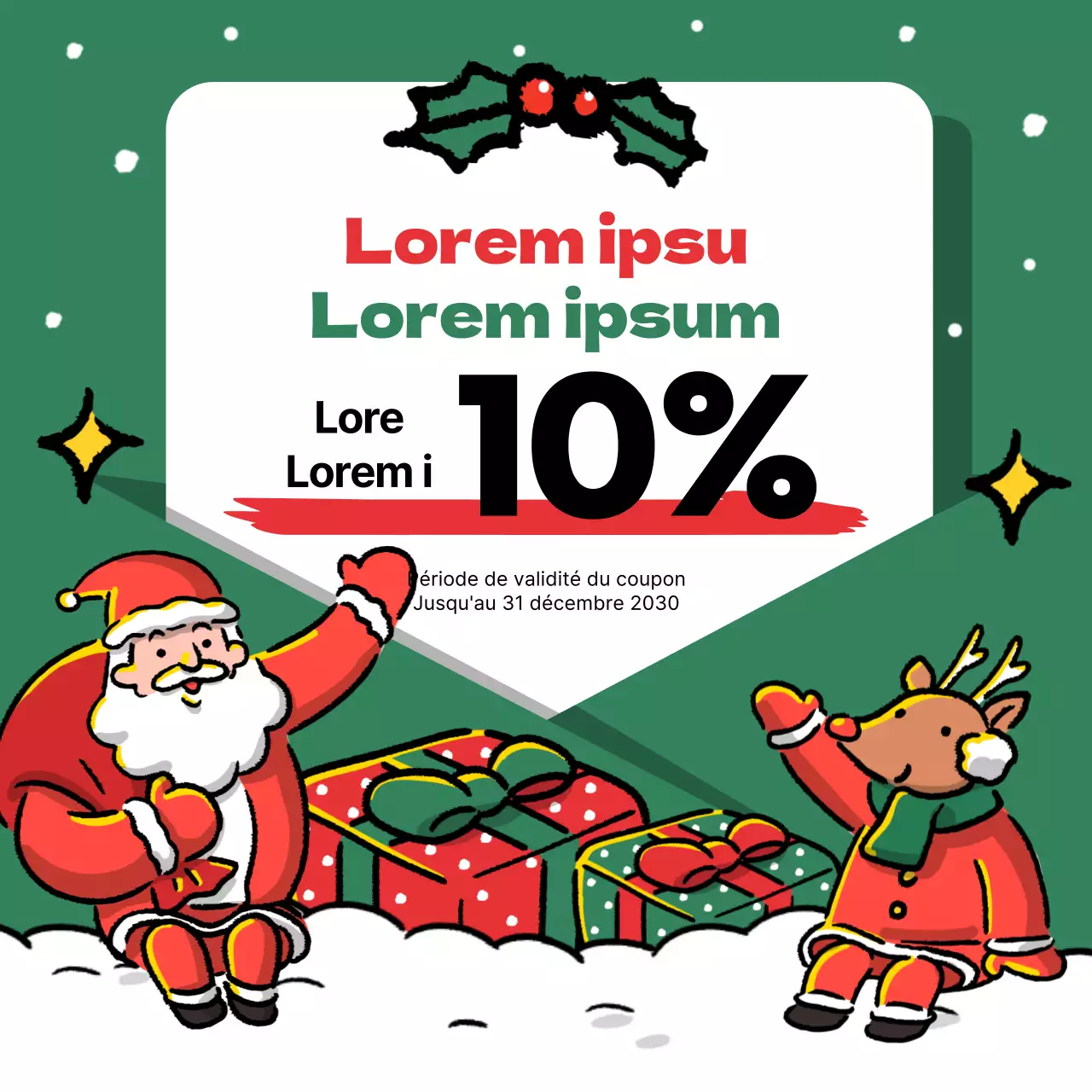 Promouvoir un modèle de Noël rouge et vert