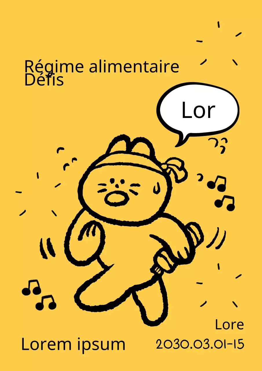 Une simple annonce jaune et noire de recrutement pour un défi diététique