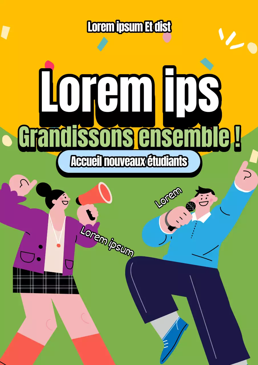 Un joli panneau de bienvenue jaune et chartreuse pour les nouveaux étudiants