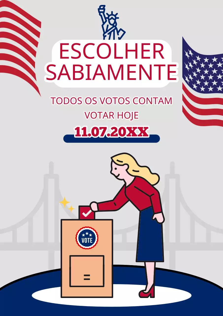Anúncio simples em cinzento e azul para o dia das eleições