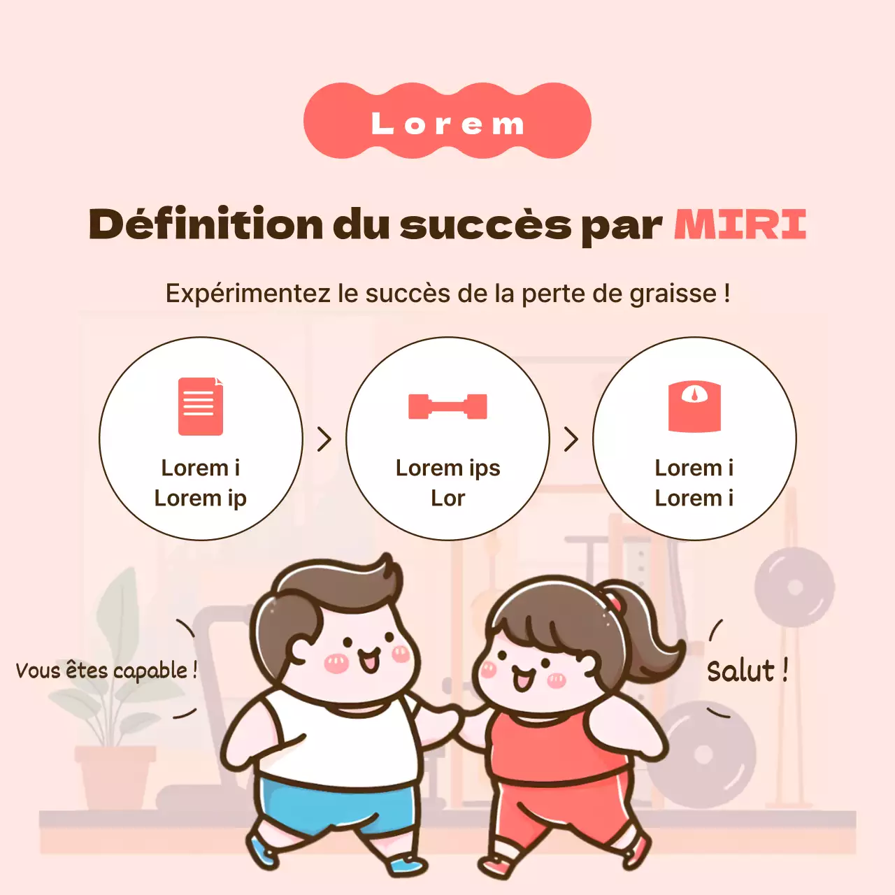 Promouvoir une simple séance d'entraînement à domicile en rose et marron pour recruter des sympathisants