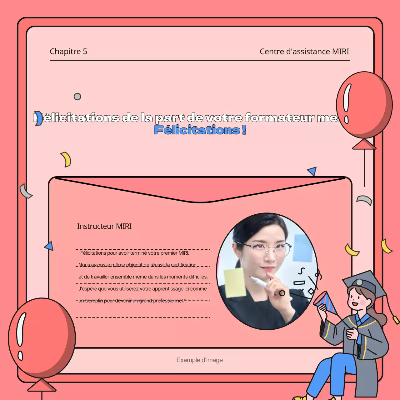 Célébration de l'achèvement du programme en rouge et bleu