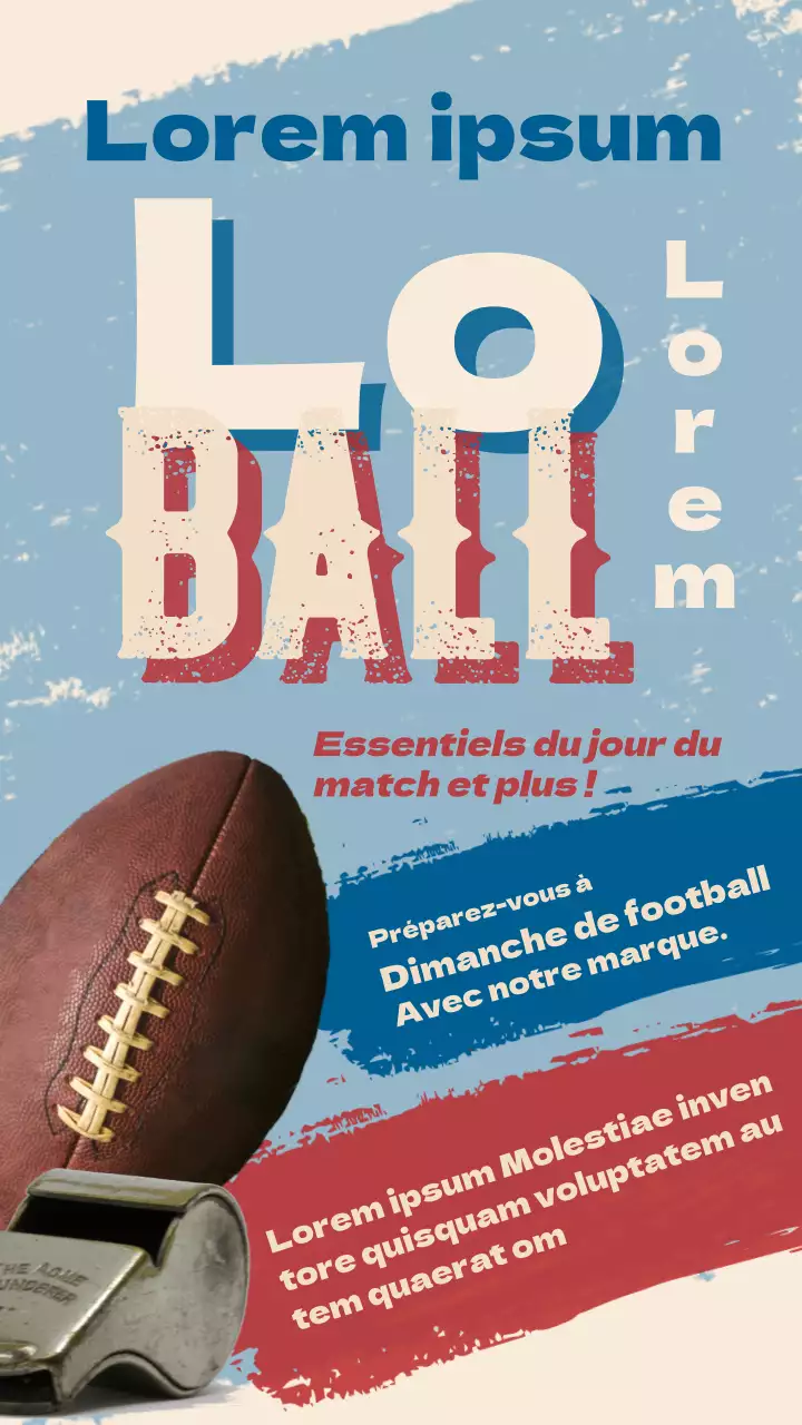 Publicité vintage pour le compte à rebours du Super Bowl en bleu et rouge