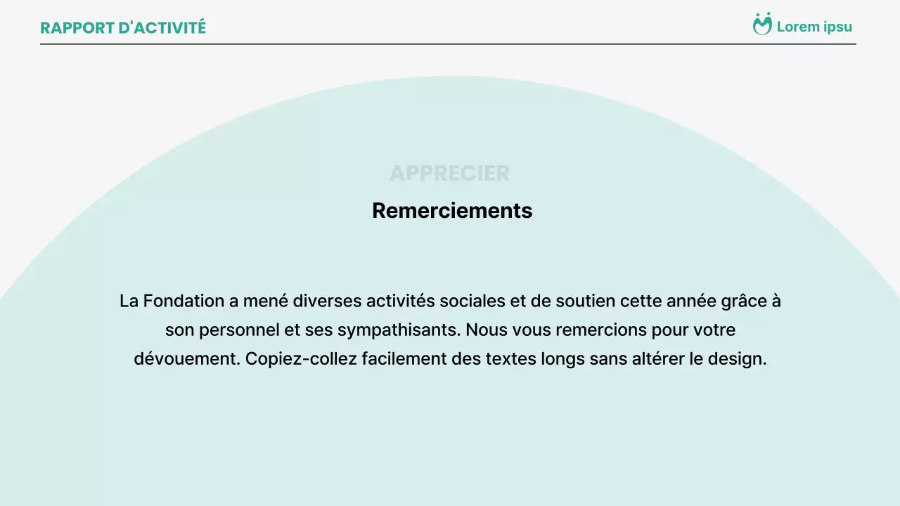 Des rapports d'activité simples, de couleur menthe et détaillés