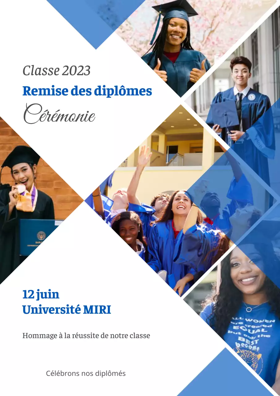 Promouvoir une université bleue et moderne et l'accueil des nouveaux étudiants avec des photos d'étudiants