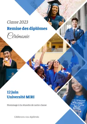 Promouvoir une université bleue et moderne et l'accueil des nouveaux étudiants avec des photos d'étudiants