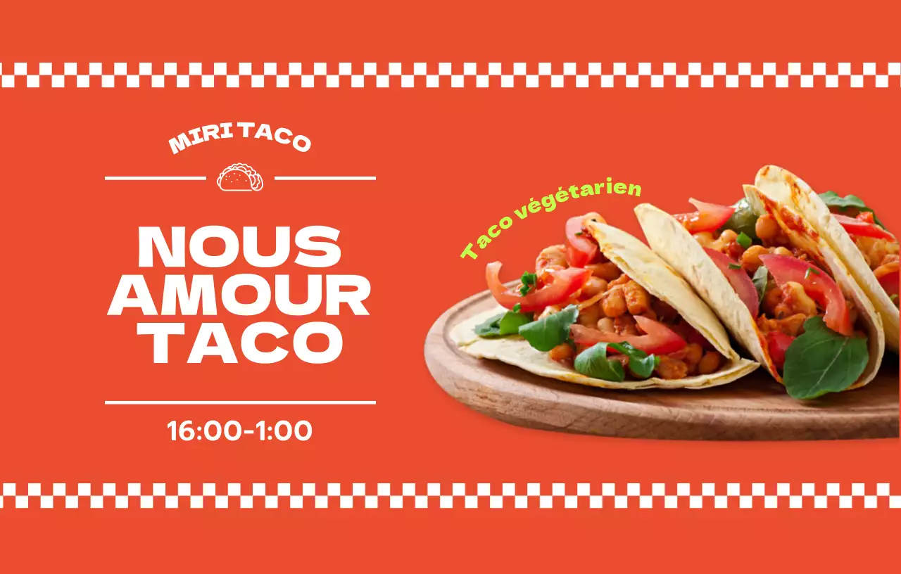 Un design audacieux et coloré utilisant des photographies de plats de tacos