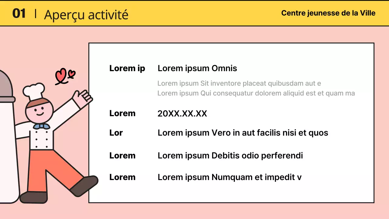 Présentation du programme du centre jaune et rose