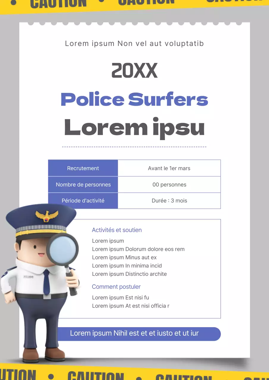 Une simple promotion de recrutement de la police en bleu et jaune