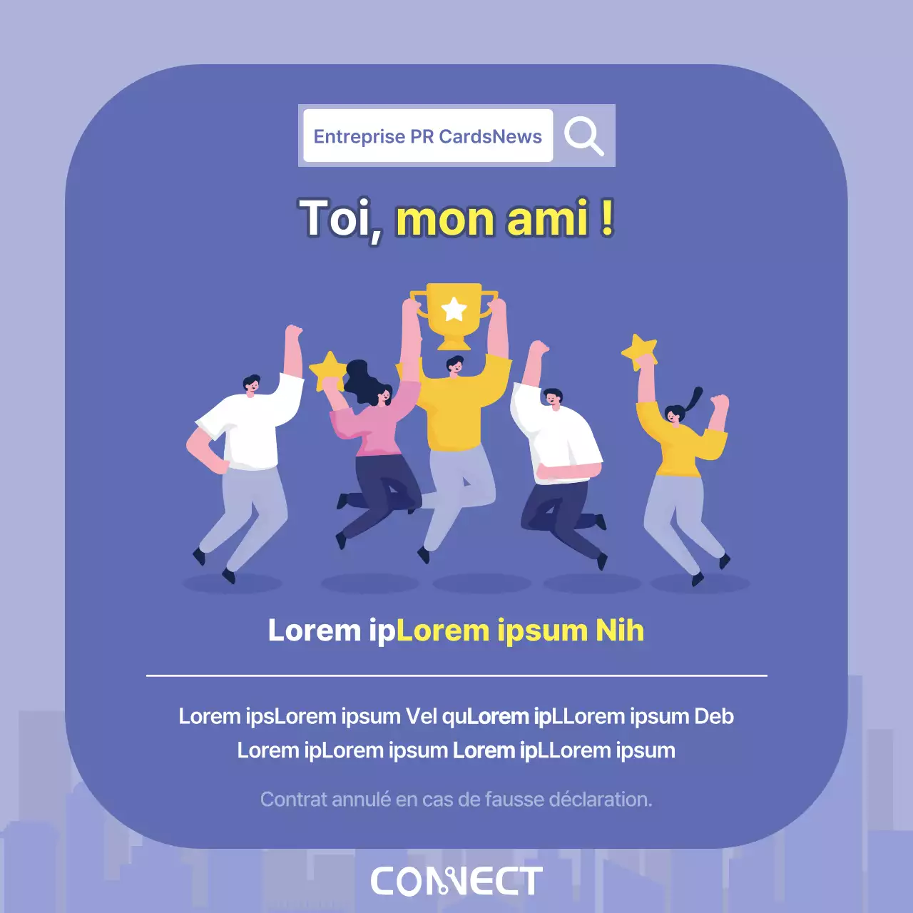 Une lettre de motivation d'entreprise minimaliste en violet et jaune