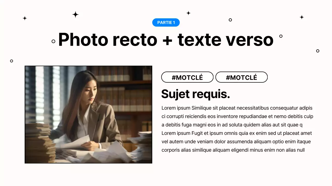 Présentation simple de travail de bureau en bleu et noir