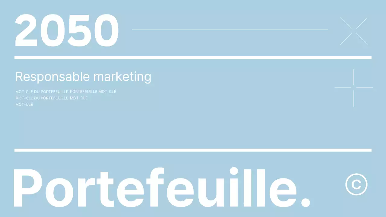 Introduction au portefeuille d'un spécialiste du marketing de marque moderne en bleu clair et blanc