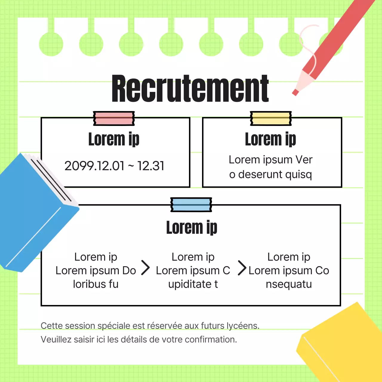 Promouvoir les offres spéciales pour la rentrée scolaire avec des accents vert lime