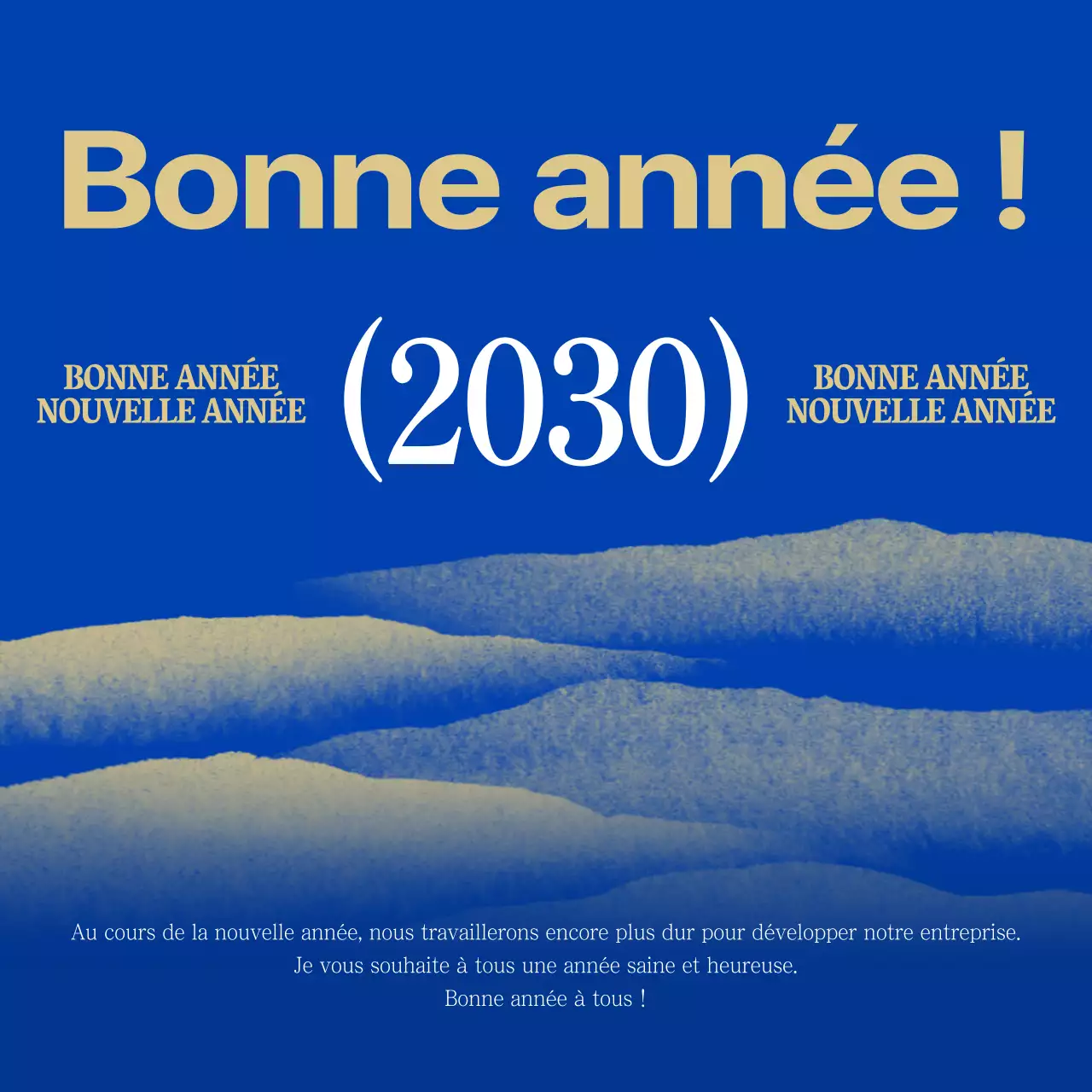 Carte de vœux du Nouvel An aux accents bleus et dorés